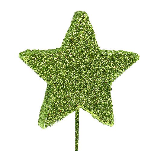 gjenstander Glitterstjerner på trådgrønn 5cm 48stk