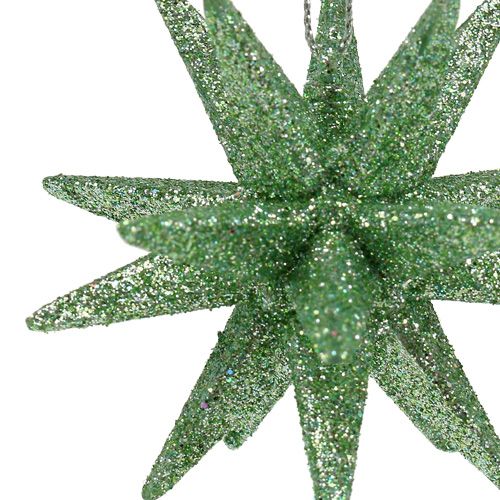 Floristik24 Glitterstjerner mintgrønn 7,5cm 8stk