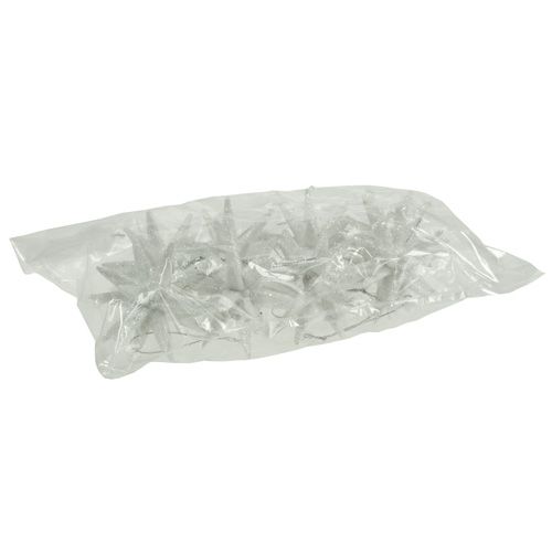 Floristik24 Glitterstjerner hvite 7,5cm 8stk