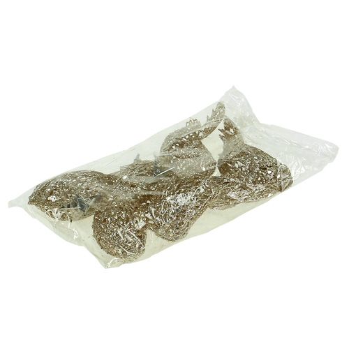 Floristik24 Glitterfugl 8cm gull med klips 6stk