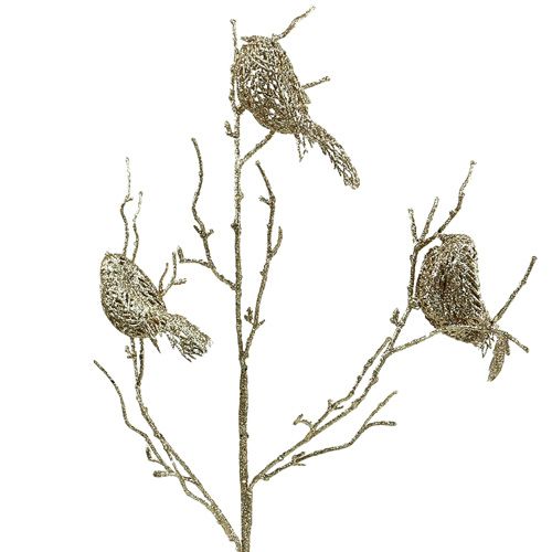 Floristik24 Glittergren med fugler 75 cm gull