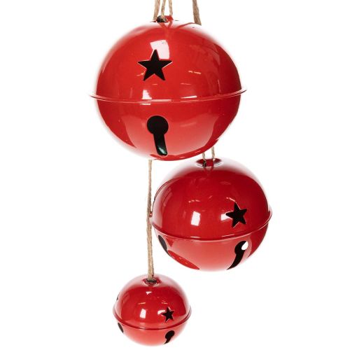 Røde metallklokker, sett med 3, dekorative, 14/12/8 cm kjøpe | Floristik24.no