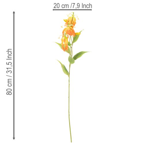 Kunstig Gloriosa oransje blomst med lange stilker til vaser 80 cm 3 stk | Floristik24.no