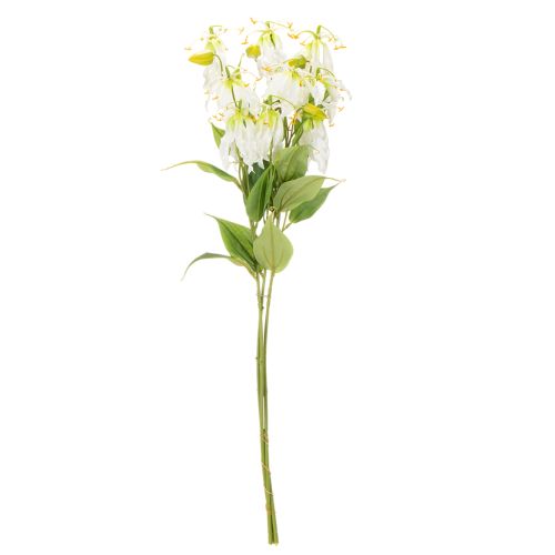 Kunstig Gloriosa-blomst, hvit og gul, elegant blomstrende gren til dekorasjon, 80 cm, 3 stk. | Floristik24.no