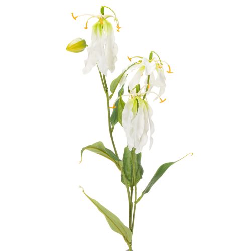 Kunstig Gloriosa-blomst, hvit og gul, elegant blomstrende gren til dekorasjon, 80 cm, 3 stk. | Floristik24.no
