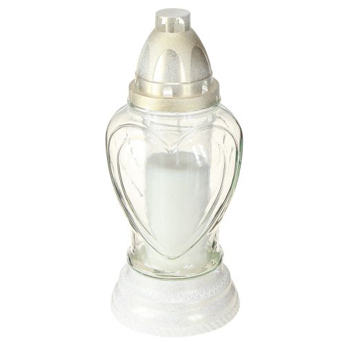 Floristik24 Gravlys glass hjertegravering gravlykt klar Ø11cm H26cm