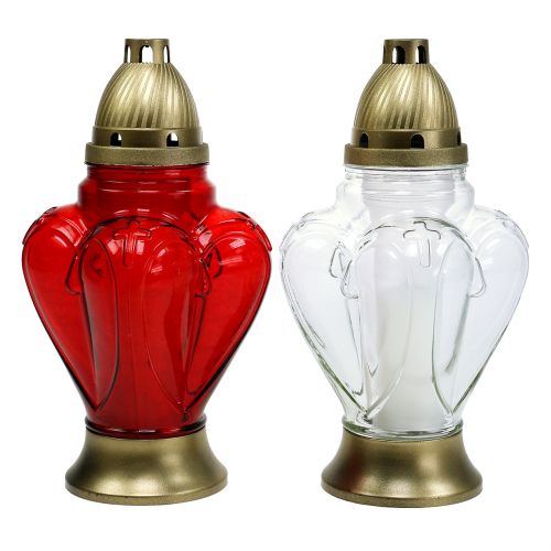 Gravlysthjerte 13cm x 13cm H29cm hvit, rød 2stk