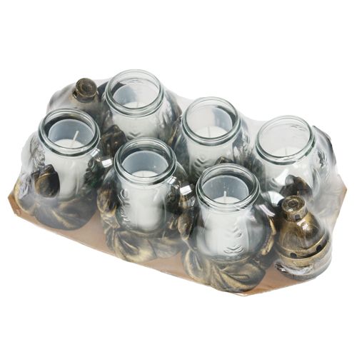 Floristik24 Gravlys Ø12,5cm H19,5cm hvit 6stk