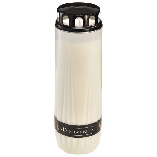 Gravlys hvitt lokk svart brenntid 7 dager H24cm