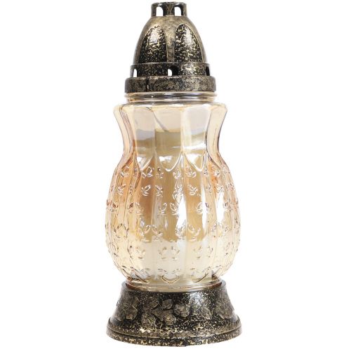 Floristik24 Grav lys glass ranker roser H26cm Ø12cm tonet gull 24-30h