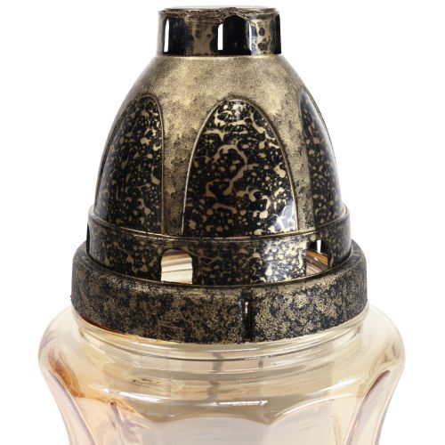 Floristik24 Grav lys glass ranker roser H26cm Ø12cm tonet gull 24-30h