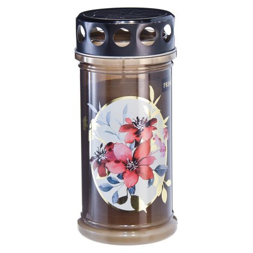 Floristik24 Gravlys motiv stearinlys blomster Ø7,5cmH16,5cm 3 dager 3 stk.