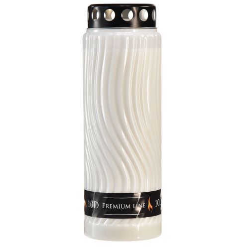 Gravlys lokk motiv blomst hvit svart 10 dager H27cm