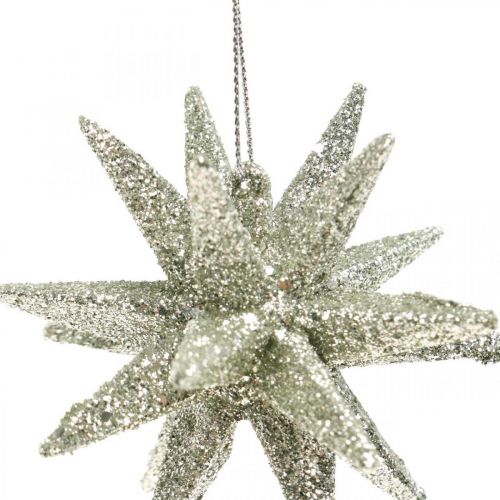 gjenstander Glitterstjerner til å henge champagne juletrepynt 7,5 cm 8 stk