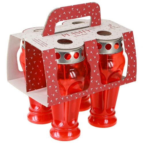 gjenstander Gravlys røde gravlys brennetid 18 timer Ø9 cm H19 cm 4 stk