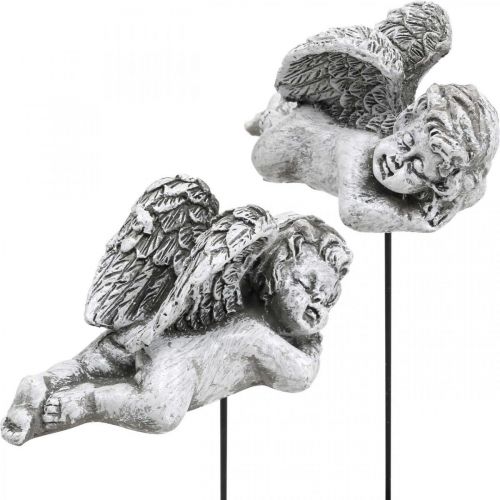 Floristik24 Gravdekorasjon dekoplugg engel gravengel på pinne 6cm 4stk