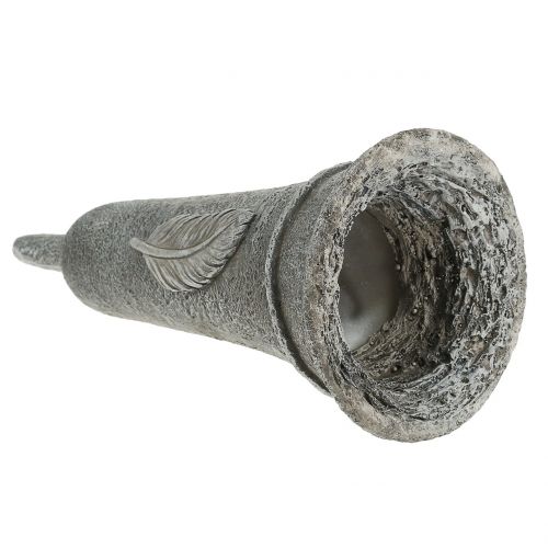 Floristik24 Gravvase med fjærgrå 25,5cm 2stk