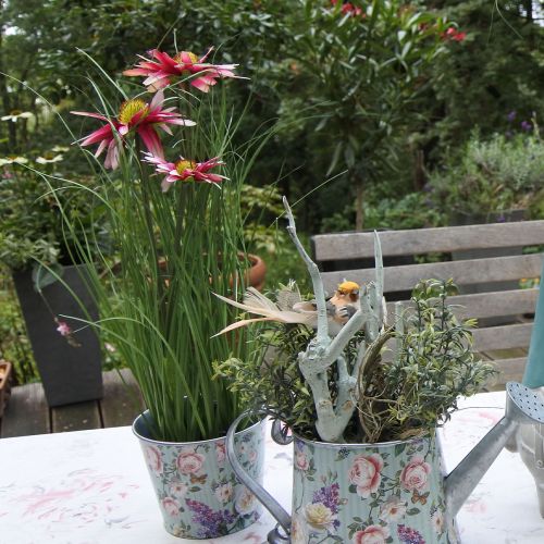 Floristik24 Kunstgress med Echinacea i en rosa gryte på 44 cm