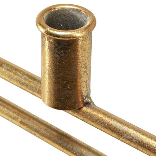 gjenstander Stor pinne lysestake i ring metall gull antikk H77cm For 4 lys