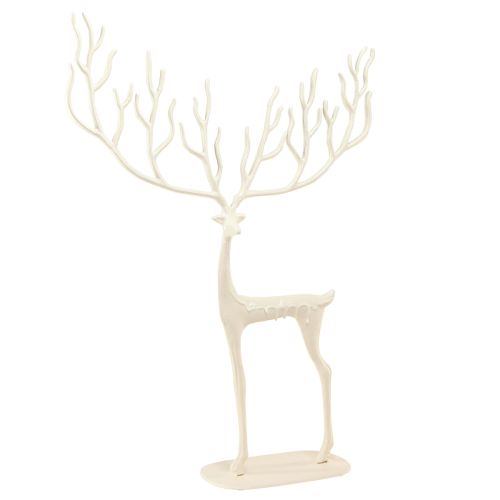 Stor reinsdyrdekorasjon i metall, juledekorasjon, hvit H58cm