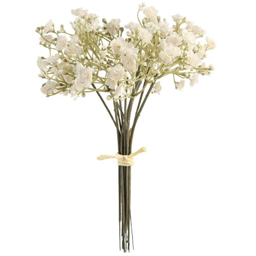 gjenstander Gypsophila kunstig babyånd i en bunt hvit 23 cm 12 stk