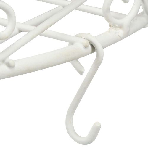 gjenstander Hengende dekormetallbrett med kroker i hvit Ø29,5cm H55cm