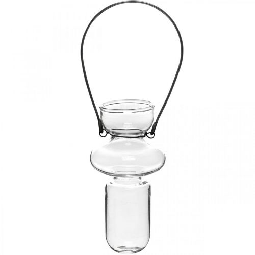 Floristik24 Miniglassvaser hengende vase metallbrakett glassdekor H10,5cm 4stk