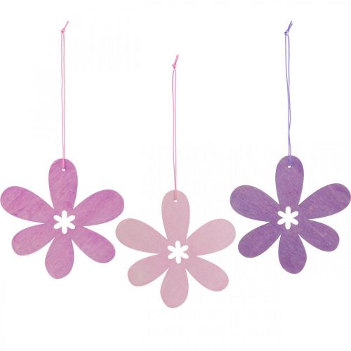 gjenstander Dekorativt blomst treanheng treblomst lilla/rosa/rosa Ø12cm 12stk