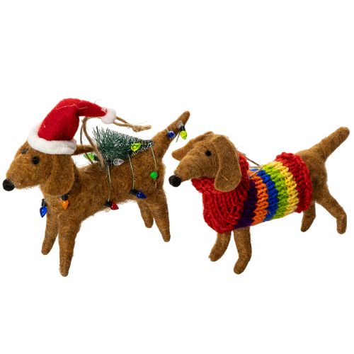 Dekorativ dachshund-julepynt til juletreet, 16 cm, 2 stk. kjøpe | Floristik24.no