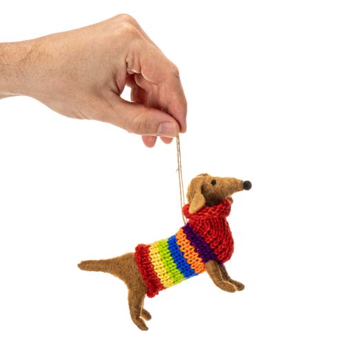 Dekorativ dachshund-julepynt til juletreet, 16 cm, 2 stk. | Floristik24.no