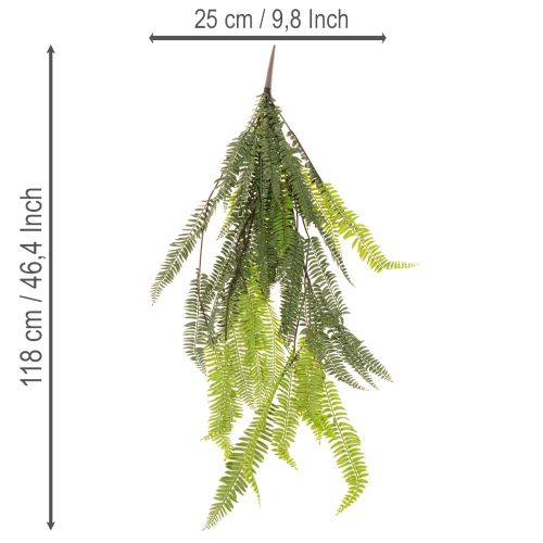 Kunstig bregne, dekorativ bregnegren for oppklistring og oppheng, 118 cm | Floristik24.no