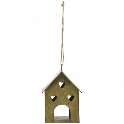 gjenstander Julehenger metallhus vintage gull H9,5cm 3stk