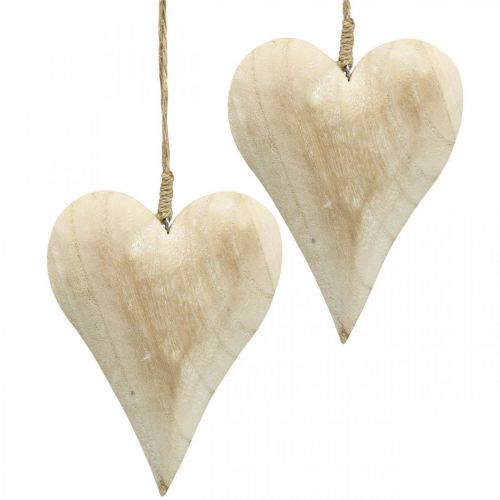 Floristik24 Hjerte av tre, dekorativt hjerte til oppheng, hjertedekor H16cm 2stk