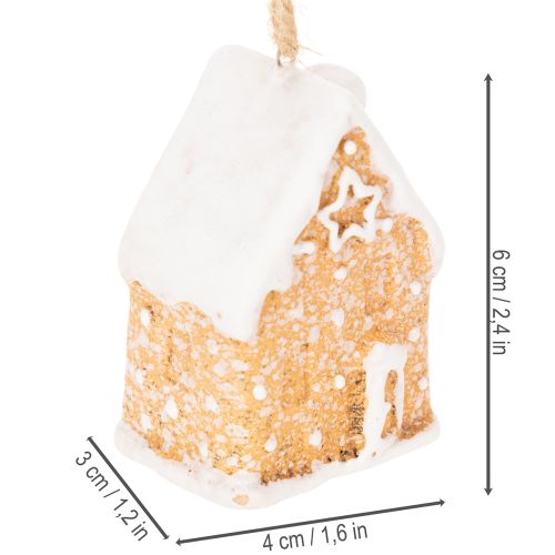 Pepperkakehus Keramikk Hengende Dekorasjon Vinter Julepynt 6cm 3stk | Floristik24.no