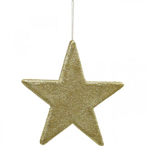 Floristik24 Julepynt stjerneheng gylden glitter 30cm 2stk