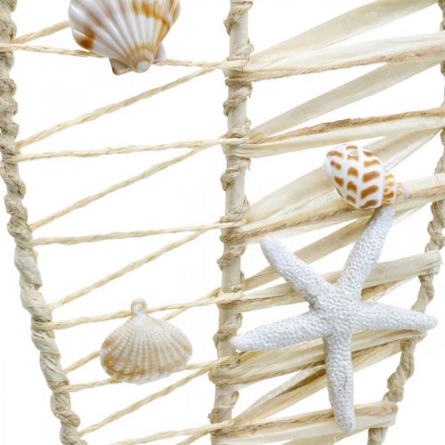 Floristik24 Maritim fiskedekorasjon med flettverk og skjell, dekorasjon henger fisk form natur 38cm