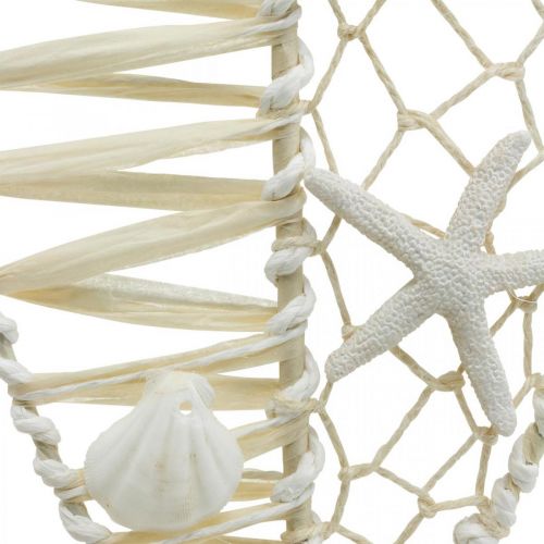 Floristik24 Dekorativ fisk med skalldekorasjon, maritim dekorasjon, fisk å henge hvit 38cm