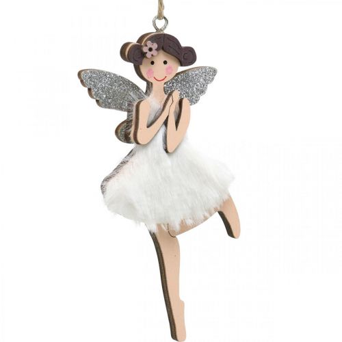 Floristik24 Feer å henge, vårpynt, alvedekor, treanheng rosa, turkis, hvit H10-11,5cm 9stk