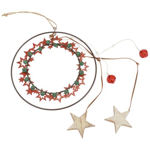 Hengende dekorasjon Julepynt ring metall tre vintage Ø19cm