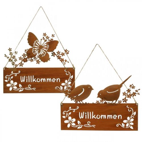 Floristik24 Deco skilt velkommen til å henge opp rust look 25×18/21cm 2stk