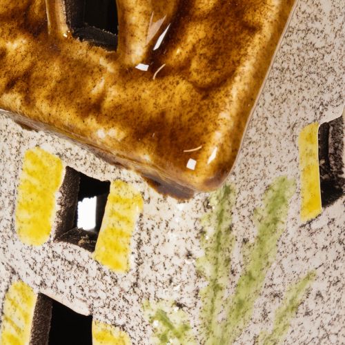 gjenstander Rustikk keramikkhus med lyssterk LED-belysning, ideelt som stemningsfull borddekorasjon, 15 cm, 2 stk.