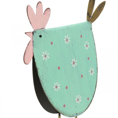 Floristik24 Dekorativ hane metalldekor påske Turkis, Gylden H18,5cm