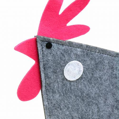 gjenstander Dekorativ hane laget av filt med prikker grå, hvit, rosa 30cm x 5cm H31,5cm påskepynt, butikkvindu
