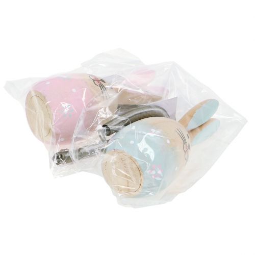 Floristik24 Bunny med fjær for å henge opp rosa, blå 9cm - 9,5cm