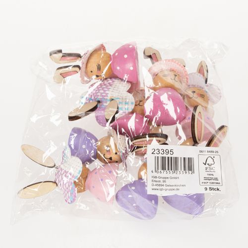 gjenstander Påskehare-borddekorasjon for våren, dekorative harer med hatter, 7 cm, 9 stk.