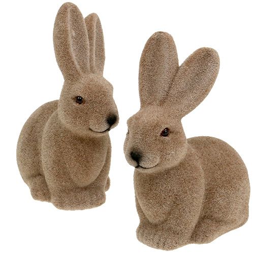 Floristik24 Bunny strømmet brun 15,5cm 4stk