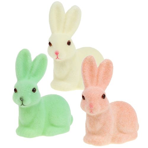 Floristik24 Bunny strømmet 10,5 cm pastell 6stk