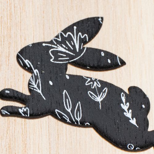 gjenstander Påskeegg i tre til oppheng, hvite og svarte, 10 cm, 6 stk.