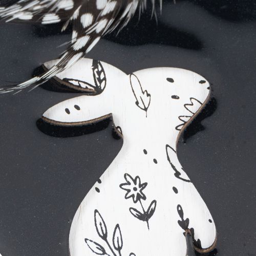 gjenstander Påskeegg i tre til oppheng, hvite og svarte, 10 cm, 6 stk.