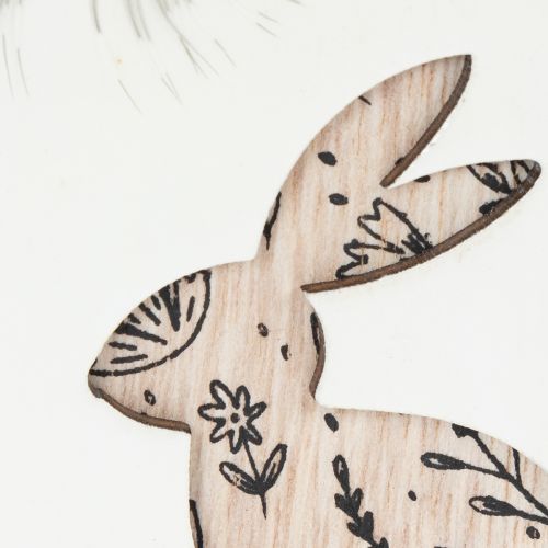 gjenstander Påskeegg i tre til oppheng, hvite og svarte, 10 cm, 6 stk.